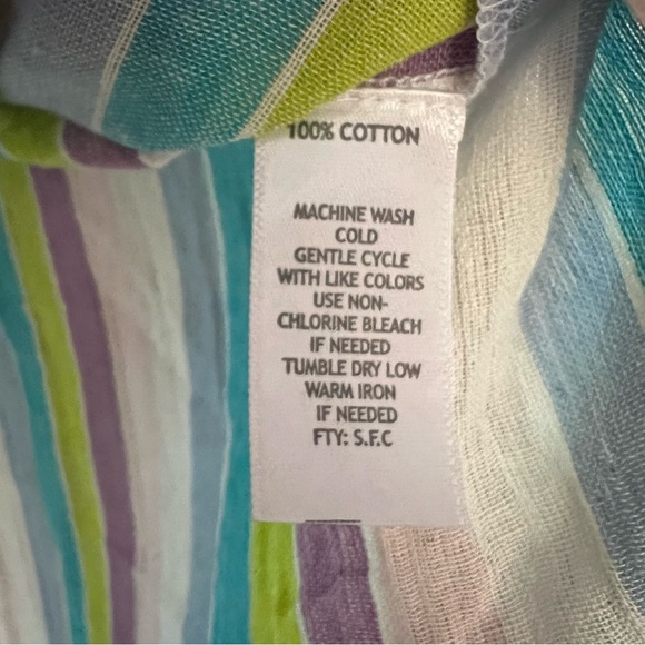 1 Bliss Lane Striped Tie Front Collared Button Front Short Sleeve Top S - Picture 4 of 7